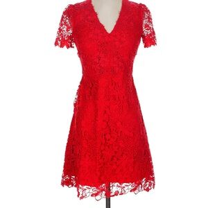 White House Black Market Red Lace Mini Dress